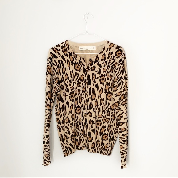 Zara Sweaters - Zara Knit Leopard Print Cardigan